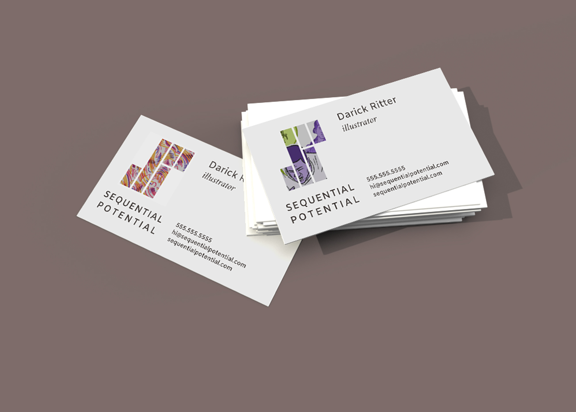 business cards stacked with logo